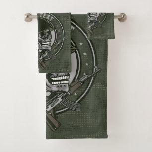 Gepersonaliseerde militaire Camo Soldaat Skull en  Bad Handdoek