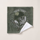 Gepersonaliseerde militaire Camo Soldaat Skull en  Bad Handdoek (Wasdoekje)