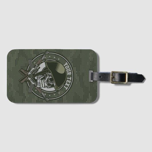 Gepersonaliseerde militaire Camo Soldaat Skull en  Bagagelabel (Voorkant (horizontaal))