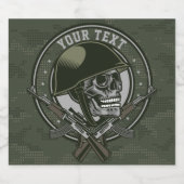 Gepersonaliseerde militaire Camo Soldaat Skull en Bier Etiket (Enkel label)