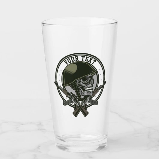 Gepersonaliseerde militaire Camo Soldaat Skull en  Glas (Voorkant)