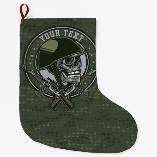 Gepersonaliseerde militaire Camo Soldaat Skull en Grote Kerstsok (Voorkant)