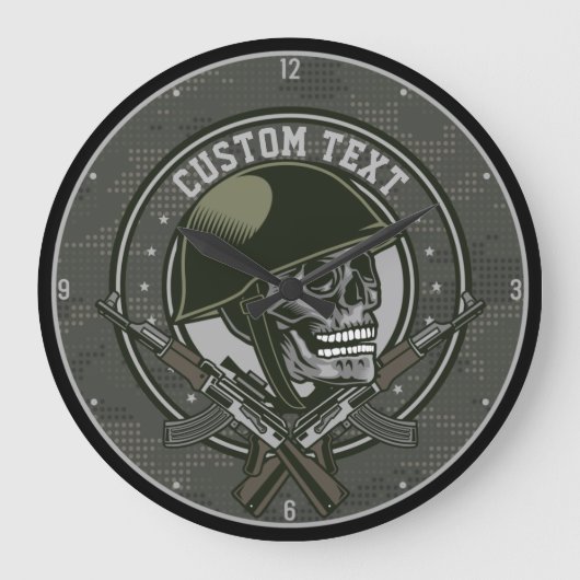 Gepersonaliseerde militaire Camo Soldaat Skull en  Grote Klok (Voorkant)