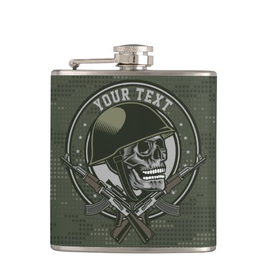Gepersonaliseerde militaire Camo Soldaat Skull en  Heupfles (Voorkant)