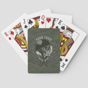 Gepersonaliseerde militaire Camo Soldaat Skull en  Pokerkaarten