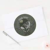 Gepersonaliseerde militaire Camo Soldaat Skull en Ronde Sticker (Envelop)