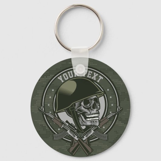 Gepersonaliseerde militaire Camo Soldaat Skull en  Sleutelhanger (Voorkant)