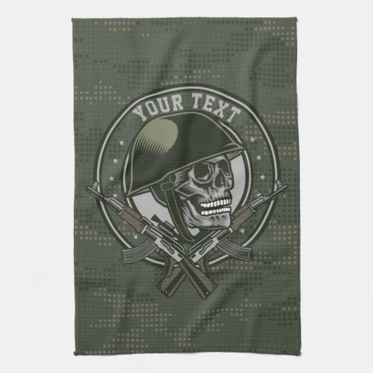 Gepersonaliseerde militaire Camo Soldaat Skull en  Theedoek (Verticaal)