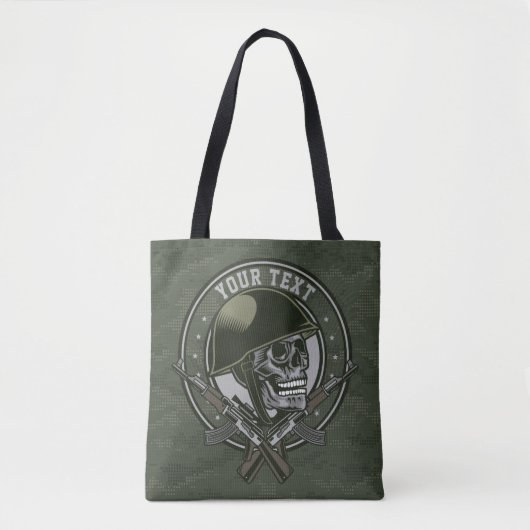 Gepersonaliseerde militaire Camo Soldaat Skull en  Tote Bag (Voorkant)