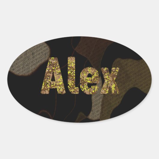 Gepersonaliseerde militaire camouflage lettertype ovale sticker (Voorkant)