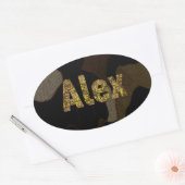 Gepersonaliseerde militaire camouflage lettertype ovale sticker (Envelop)