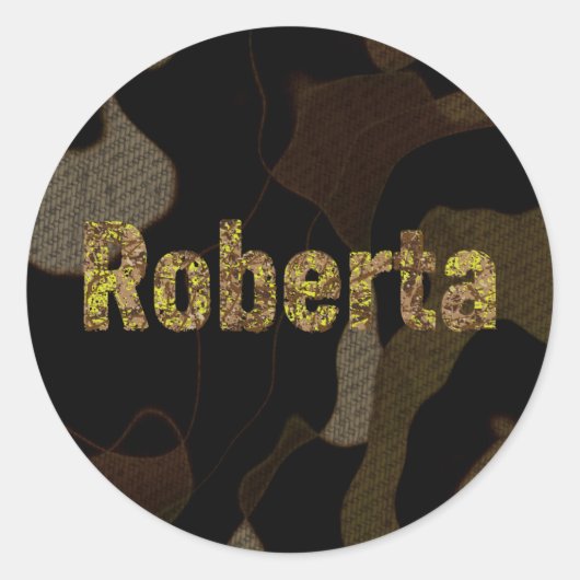 Gepersonaliseerde militaire camouflage lettertype  ronde sticker (Voorkant)