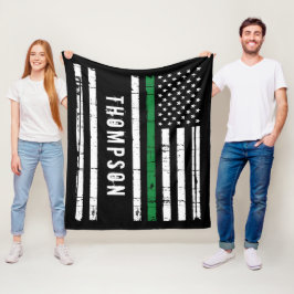 Gepersonaliseerde militaire vlag Thin Green Line Fleece Deken