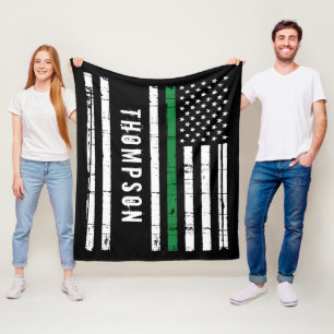 Gepersonaliseerde militaire vlag Thin Green Line Fleece Deken
