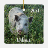 Gepersonaliseerde Mini Juliana Pet Pig Keramisch Ornament (Achterkant)