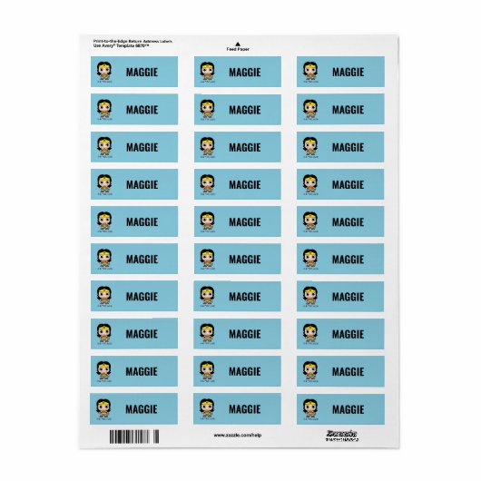 Gepersonaliseerde Mini Justice League Wonder Woman Etiket (Full Sheet)