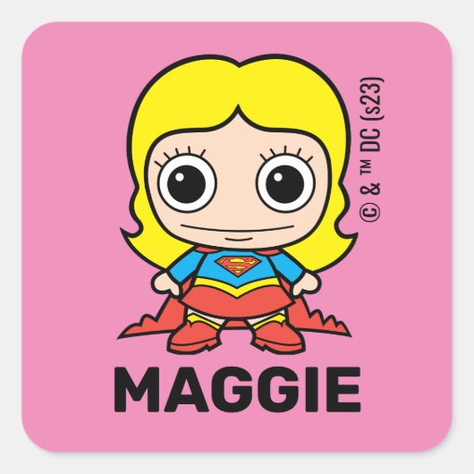 Gepersonaliseerde Mini Supergirl Kinderen Label (Voorkant)