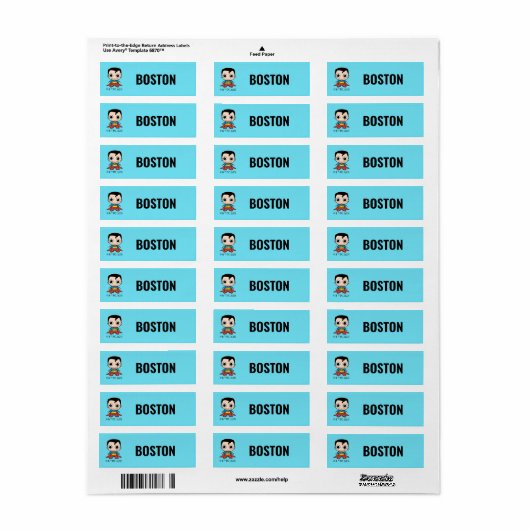Gepersonaliseerde Mini Superman Kinderen labels (Full Sheet)