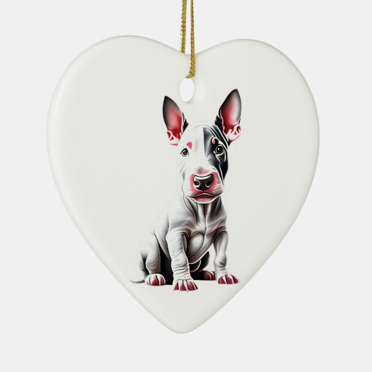 Gepersonaliseerde miniatuur Bull Terrier Puppy Keramisch Ornament (Rechts)