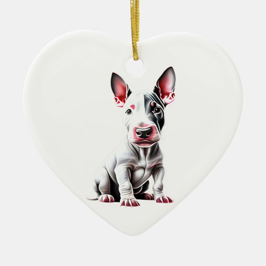 Gepersonaliseerde miniatuur Bull Terrier Puppy Keramisch Ornament (Voorkant)