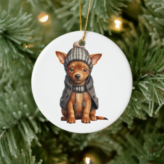 Gepersonaliseerde miniatuur Pinscher Hond Keramisch Ornament (Boom)