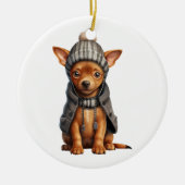 Gepersonaliseerde miniatuur Pinscher Hond Keramisch Ornament (Voorkant)
