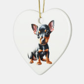 Gepersonaliseerde miniatuur Pinscher Puppy Keramisch Ornament (Links)