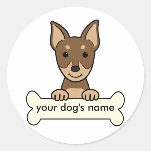 Gepersonaliseerde miniatuur Pinscher Ronde Sticker (Voorkant)