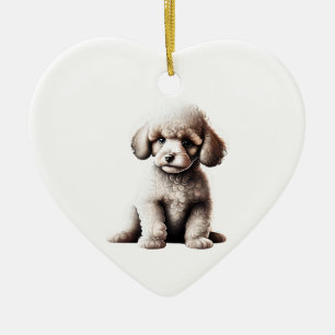 Gepersonaliseerde miniatuur Poedel Puppy Keramisch Ornament