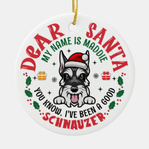 Gepersonaliseerde miniatuur Schnauzer Hond Kerstmi Keramisch Ornament