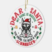 Gepersonaliseerde miniatuur Schnauzer Hond Kerstmi Keramisch Ornament (Links)