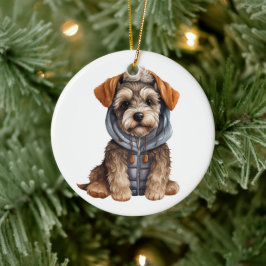 Gepersonaliseerde miniatuur Schnauzer Hondenkunst Keramisch Ornament