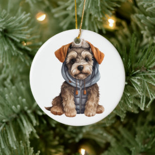 Gepersonaliseerde miniatuur Schnauzer Hondenkunst Keramisch Ornament