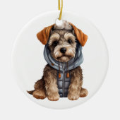 Gepersonaliseerde miniatuur Schnauzer Hondenkunst Keramisch Ornament (Voorkant)