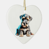 Gepersonaliseerde miniatuur Schnauzer Puppy Keramisch Ornament (Rechts)