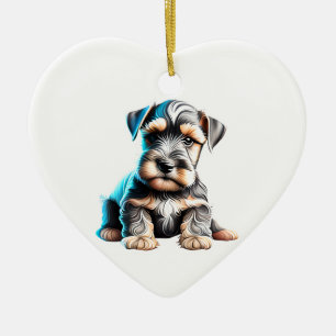 Gepersonaliseerde miniatuur Schnauzer Puppy Keramisch Ornament