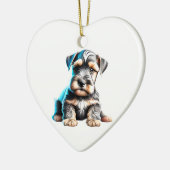 Gepersonaliseerde miniatuur Schnauzer Puppy Keramisch Ornament (Links)