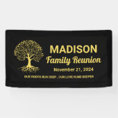 Gepersonaliseerde Minimaal Zwart Goud Familie Reün Spandoek (Horizontaal)