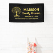 Gepersonaliseerde Minimaal Zwart Goud Familie Reün Spandoek (Insitu)