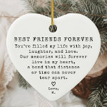 Gepersonaliseerde  Minimal Beste Vriend Kerst Keramisch Ornament<br><div class="desc">Vier de vriendschapsband dit vakantieseizoen met het gepersonaliseerde Minimal Best Friend Christmas Ceramic Ornament. Met een tijdloos ontwerp is dit keramische hart ornament de perfecte manier om een oprechte boodschap naar je beste vriend te sturen. Of het nu gaat om oude vrienden of nauwe metgezellen, dit souvenirgeschenk legt de essentie...</div>