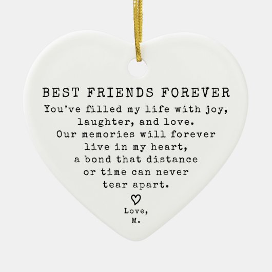 Gepersonaliseerde  Minimal Beste Vriend Kerst Keramisch Ornament (Voorkant)