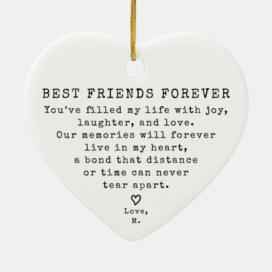 Gepersonaliseerde  Minimal Beste Vriend Kerst Keramisch Ornament (Achterkant)