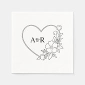 Gepersonaliseerde Minimal Greenery Bloemen Trouwpa Servet (Voorkant)