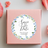 Gepersonaliseerde minimale bloemenbruiloft Bewaar  Ronde Sticker