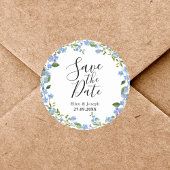 Gepersonaliseerde minimale bloemenbruiloft Bewaar  Ronde Sticker