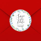 Gepersonaliseerde minimale bloemenbruiloft Bewaar  Ronde Sticker