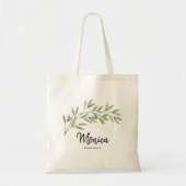 Gepersonaliseerde minimale bruinbruine bruidsmaida tote bag (Voorkant)