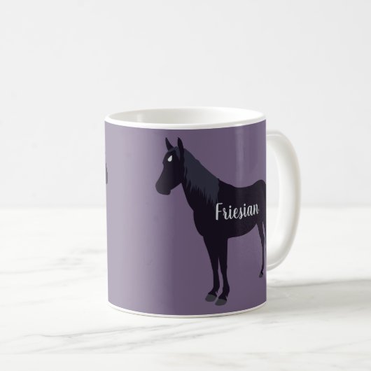 Gepersonaliseerde minimale Friesian Horse Silhouet Koffiemok (Voorkant rechts)