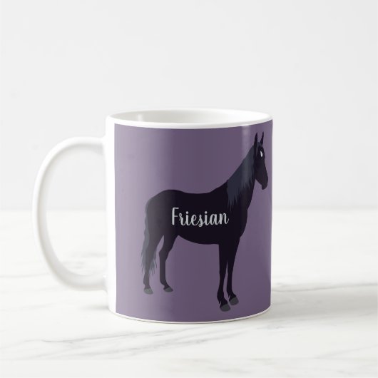 Gepersonaliseerde minimale Friesian Horse Silhouet Koffiemok (Links)