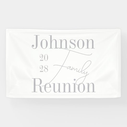 Gepersonaliseerde minimale moderne familie reünie spandoek (Horizontaal)